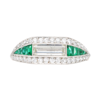 Platinum Emerald and Diamond Ring