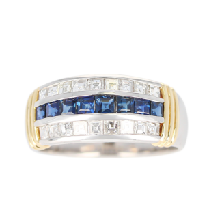 Platinum, Gold, Sapphire and Diamond Ring