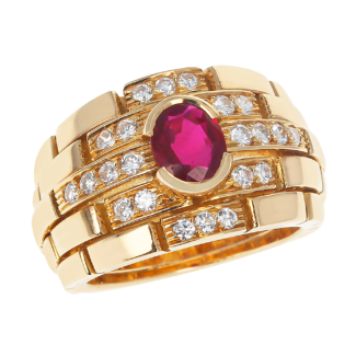 Gold, Ruby and Diamond Maillon Panthère Ring