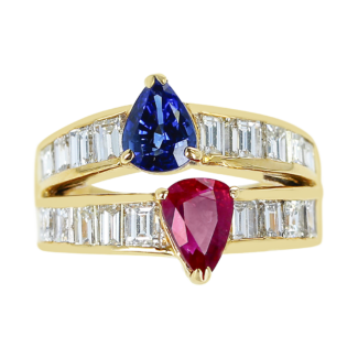 Gold, Ruby, Sapphire and Diamond Ring