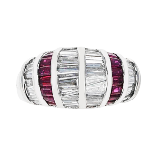 Platinum, Ruby and Diamond Bombé Ring