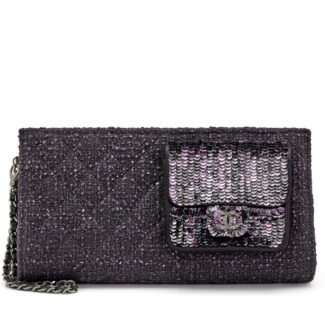 Purple Tweed and Sequin Mineral Nights Wristlet Clutch Ruthenium Hardware, 2012-2013