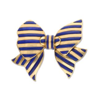 Gold and Lapis Lazuli Bow Brooch