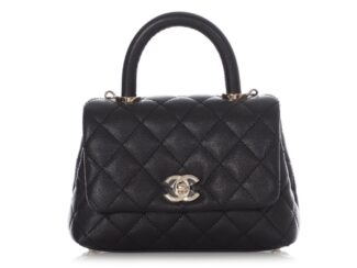 Chanel Black Quilted Caviar Extra Mini Coco Handle TPM Gold Hardware, 2021