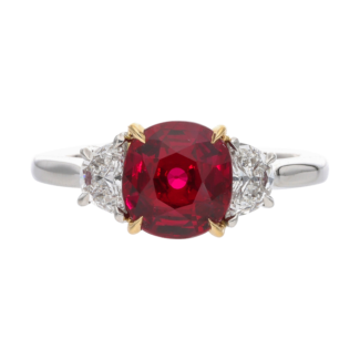 Platinum, Gold, 2.20ct Burmese Ruby and Diamond Ring