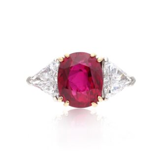 Platinum, Gold, 5.53ct Ruby and Diamond Ring