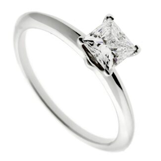 Platinum and Princess Cut Diamond Ring