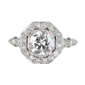 Platinum and 1.30ct Old European Diamond Engagement Ring