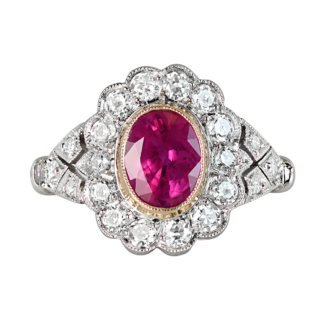 Platinum, Gold, 1.25ct Ruby and Diamond Ring