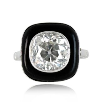 White Gold, Diamond and Onyx Ring