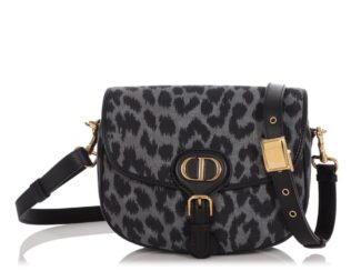 Gray Leopard Medium Bobby Bag Gold Hardware