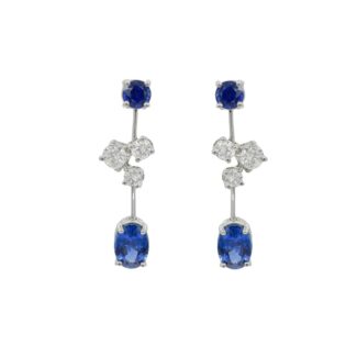 Platinum, 4.35ct Sapphire and Diamond Drop Earrings