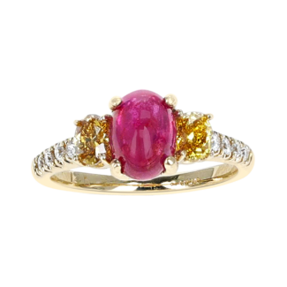 Gold, 2.00ct Ruby, Yellow Diamond and Diamond Ring