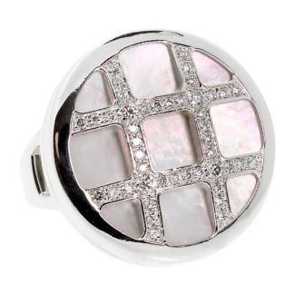 White Gold, Mother of Pearl and Diamond Pasha Ring