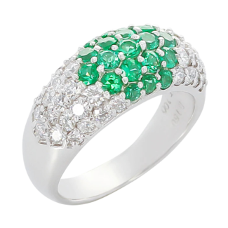 Platinum, Emerald and Diamond Ring