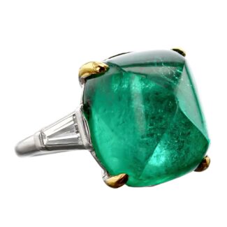 Platinum, Emerald and Diamond Cocktail Ring