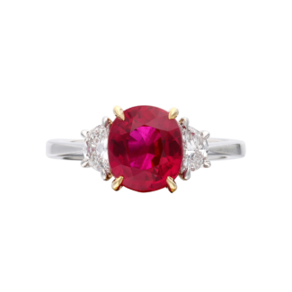Platinum, Gold, 3.06ct Burmese Ruby and Diamond Ring