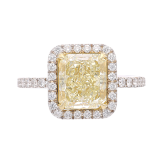 White Gold, Gold, 3.70ct Yellow Diamond and Diamond Ring