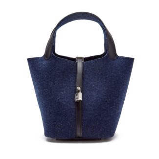 Blue Nuit Feutre Wool and Black Swift Picotin Lock 22 Palladium Hardware, 2021