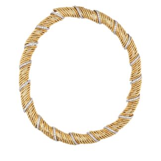 Platinum Topped Gold and Diamond Necklace