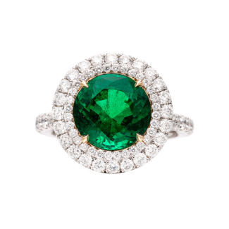 Platinum, Gold, 3.64ct Emerald and Diamond Ring
