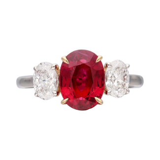 Platinum, Gold, 2.54ct Burmese Ruby and Diamond Ring