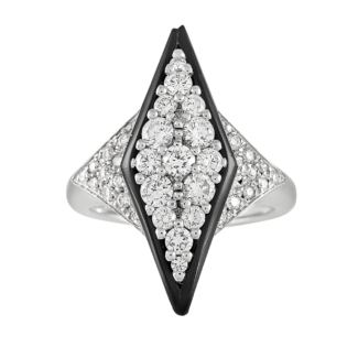 White Gold, Diamond and Onyx Ring