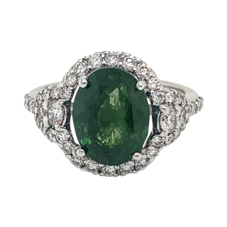 White Gold, 4.69ct Green Sapphire and Diamond Ring
