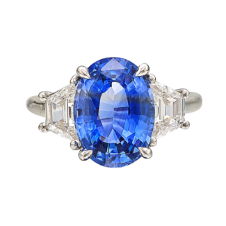Platinum, 5.72ct Sapphire and Diamond Ring