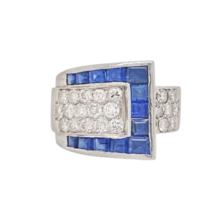 Platinum, Sapphire and Diamond Ring