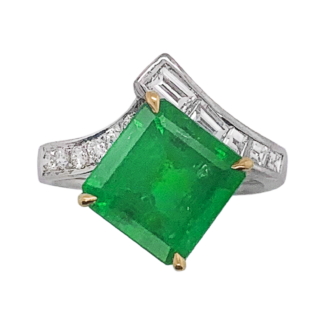 White Gold, 4.30ct Colombian Emerald and Diamond Ring