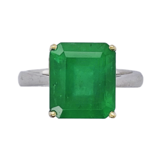 Platinum and 5.59ct Colombian Emerald Ring
