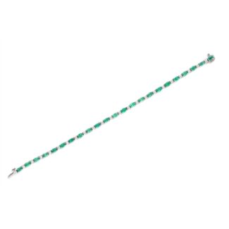 White Gold, 5.00ct Emerald and Diamond Line Bracelet