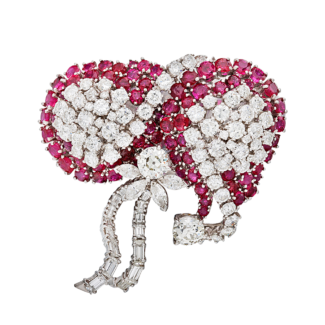 Platinum, Ruby and Diamond Brooch