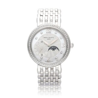 Calatrava Reference 4958/1G-001, a white gold manual wind wristwatch with moonphase