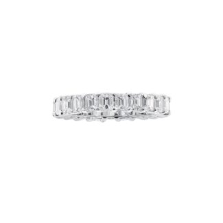 White Gold and 4.60ct Emerald Cut Diamond Eternity Band Ring