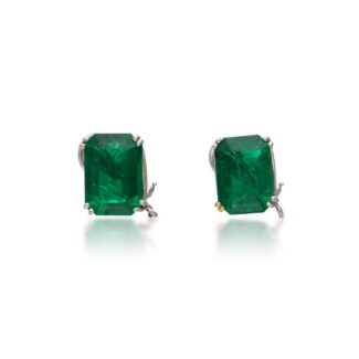 White Gold and 17.56ct Emerald Earrings
