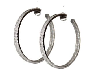 White Gold and Diamond Hoop Earrings