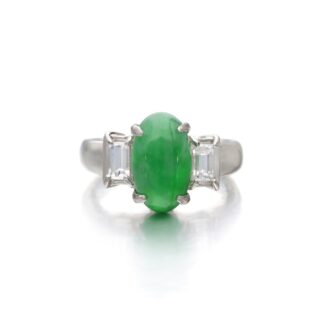 Platinum, Jadeite Jade and Diamond Ring