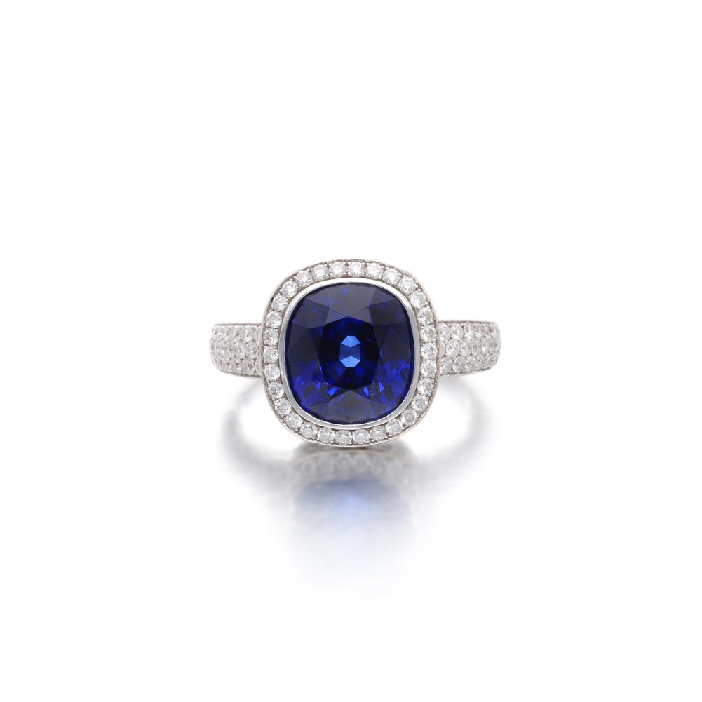 White Gold, 6.20ct Sapphire and Diamond Ring