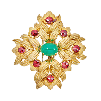 Gold and Gem Set Brooch Pendant