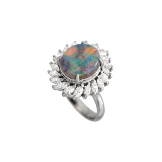 Platinum, Opal and Diamond Ring