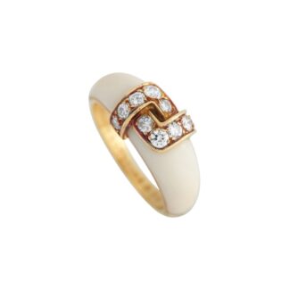 Gold, White Coral and Diamond Ring