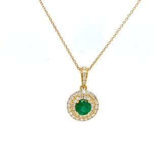 Gold, Emerald And Diamond Necklace