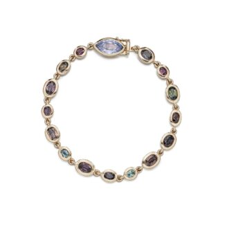 White Gold and Multicolor Sapphire Bracelet