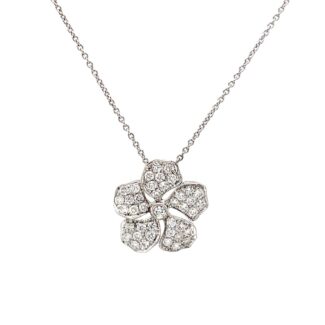 White Gold and Diamond Flower Pendant
