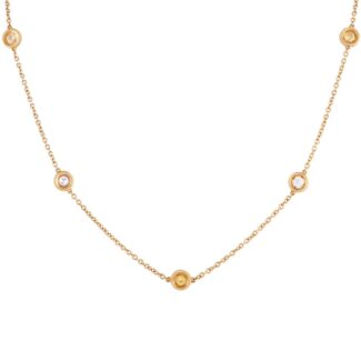 Gold, Yellow Sapphire and Diamond Station Necklace