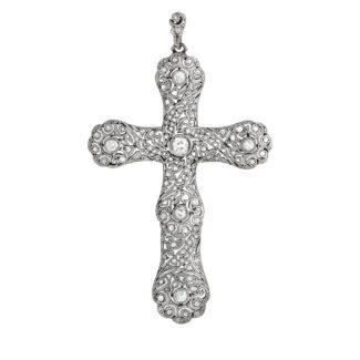 Platinum and Diamond Cross Pendant