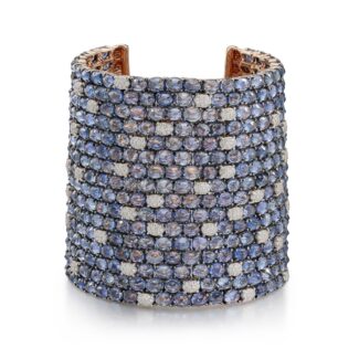 Rose Gold, Sapphire and Diamond Cuff Bracelet