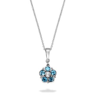 Platinum, Aquamarine and Diamond Pendant Necklace